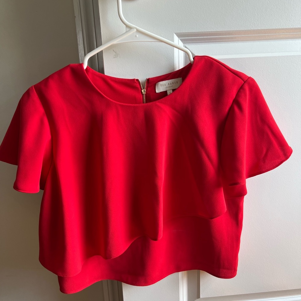 Ted Baker - cropped red floaty top size 1
